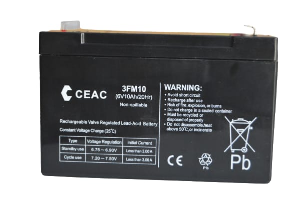 CEAC BATTERY 3FM10 (6V10AH/20HR)  LEAD ACID BATTERY